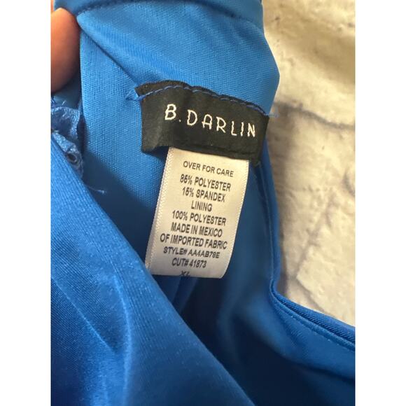 B Darlin Royal Blue Formal Mini Bodycon Party Hoco Dress Ruched SZ XL NEW w/tags - Picture 4 of 4